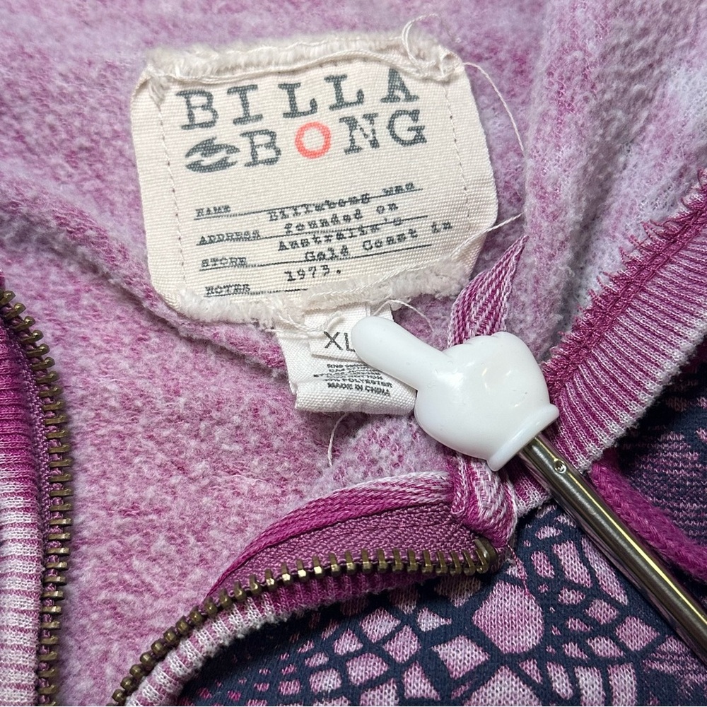 Billabong Vintage Y2K Purple Lace Geometric Burnout Hoodie - Picture 8 of 16